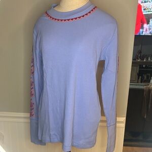 Sundance Blue Long Sleeve Top with Red Details